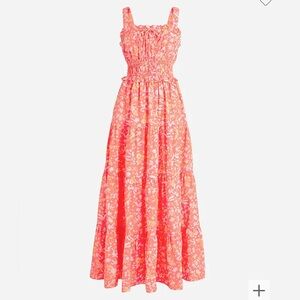 NWT J. Crew Ruffle-Trim Tiered Maxi Dress in Sunny Blooms Pink